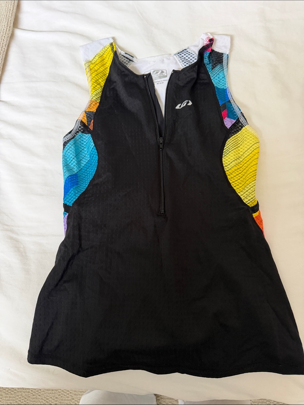 Black One-Piece Tri Tank with Colorful Side Panels